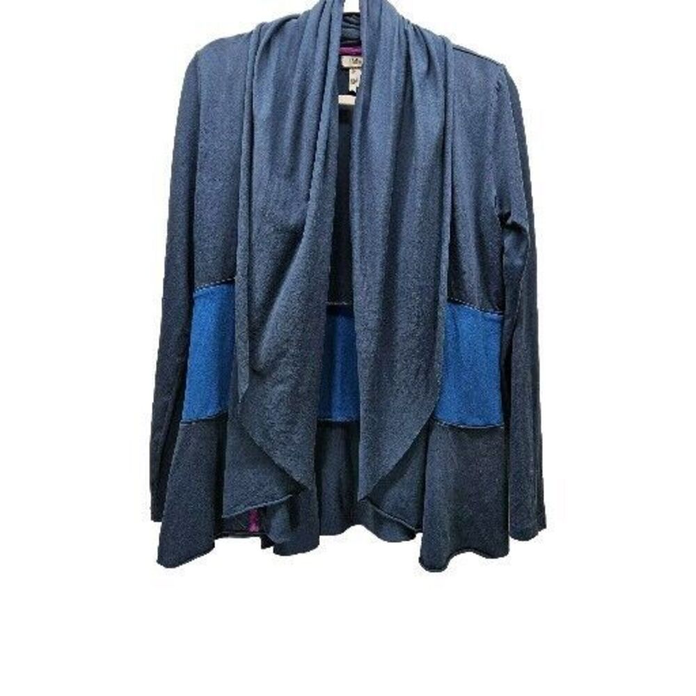 Matilda Jane Womens Teal Draped Stretch Open Front Cardigan Small
